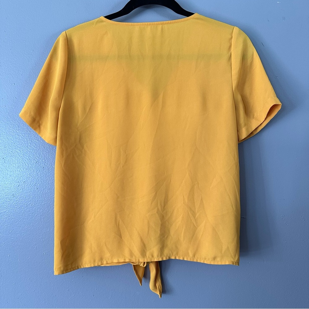 Madewell Tie Front Sheer Blouse | Yellow Gold - Picture 8 of 8